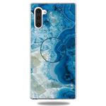 3D Marble Soft Silicone TPU Case Cover Bracket For Galaxy Note10(Light Blue)