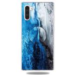 3D Marble Soft Silicone TPU Case Cover Bracket For Galaxy Note10(Dark Blue)