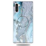 3D Marble Soft Silicone TPU Case Cover Bracket For Galaxy Note10(Silver Blue)