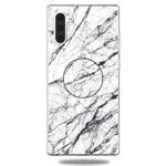 3D Marble Soft Silicone TPU Case Cover Bracket For Galaxy Note10(White)