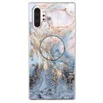 3D Marble Soft Silicone TPU Case Cover Bracket For Galaxy Note10 +(Gold Ash)