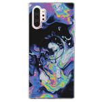 3D Marble Soft Silicone TPU Case Cover Bracket For Galaxy Note10 +(Deep Purple)
