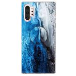 3D Marble Soft Silicone TPU Case Cover Bracket For Galaxy Note10 +(Dark Blue)