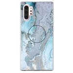 3D Marble Soft Silicone TPU Case Cover Bracket For Galaxy Note10 +(Silver Blue)
