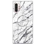 3D Marble Soft Silicone TPU Case Cover Bracket For Galaxy Note10 +(White)