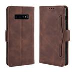 Wallet Style Skin Feel Calf Pattern Leather Case for Galaxy S10+, with Separate Card Slot(Brown)