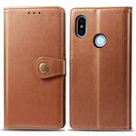 For Xiaomi Redmi Note 5 Pro Retro Solid Color Leather Buckle Mobile Phone Protection Leather Case with Photo Frame & Card Slot & Wallet & Bracket Function(Brown)
