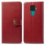 For Huawei Mate 30 Lite / Nova 5i Pro Retro Solid Color Leather Buckle Mobile Phone Protection Leather Case with Photo Frame & Card Slot & Wallet & Bracket Function(Red)