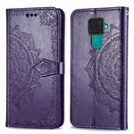 For Huawei Mate 30 Lite / Nova 5i Pro Halfway Mandala Embossing Pattern Horizontal Flip Leather Case with Holder & Card Slots & Wallet & Photo Frame & Lanyard(Purple)