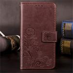 For Huawei Mate 30 Lite / Nova 5i Pro Lucky Clover Pressed Flowers Pattern Leather Case , with Holder & Card Slots & Wallet & Hand Strap(Brown)