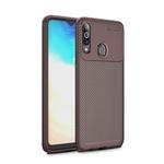 Beetle Series Carbon Fiber Texture Shockproof TPU Case for Galaxy A20s(Brown)