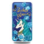 For Galaxy A10    3D Pattern Printing Extremely Transparent TPU Phone Case(Blueflower Unicorn)