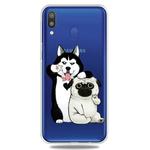 For Galaxy A40    3D Pattern Printing Extremely Transparent TPU Phone Case(Self-portrait Dog)