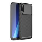 For Galaxy A30s Carbon Fiber Texture Shockproof TPU Case(Black)