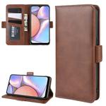 For Galaxy A10s Dual-side Magnetic Buckle Horizontal Flip Leather Case with Holder & Card Slots & Wallet & Photo Frame(Brown)