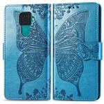 For Huawei Mate 30 Lite / Nova 5i Pro Butterfly Love Flowers Embossing Horizontal Flip Leather Case with Holder & Card Slots & Wallet & Lanyard(Blue)