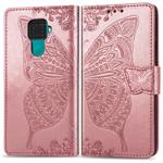 For Huawei Mate 30 Lite / Nova 5i Pro Butterfly Love Flowers Embossing Horizontal Flip Leather Case with Holder & Card Slots & Wallet & Lanyard(Rose Gold)