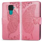 For Huawei Mate 30 Lite / Nova 5i Pro Butterfly Love Flowers Embossing Horizontal Flip Leather Case with Holder & Card Slots & Wallet & Lanyard(Pink)