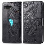 For Asus ROG Phone II 2 ZS660K Butterfly Love Flowers Embossing Horizontal Flip Leather Case with Holder & Card Slots & Wallet & Lanyard(Black)