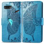 For Asus ROG Phone II 2 ZS660K Butterfly Love Flowers Embossing Horizontal Flip Leather Case with Holder & Card Slots & Wallet & Lanyard(Blue)