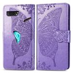 For Asus ROG Phone II 2 ZS660K Butterfly Love Flowers Embossing Horizontal Flip Leather Case with Holder & Card Slots & Wallet & Lanyard(Light Purple)