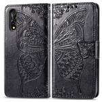 For Vivo Y7s / S1 Butterfly Love Flowers Embossing Horizontal Flip Leather Case with Holder & Card Slots & Wallet & Lanyard(Black)