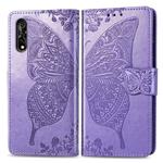 For Vivo Y7s / S1 Butterfly Love Flowers Embossing Horizontal Flip Leather Case with Holder & Card Slots & Wallet & Lanyard(Light Purple)