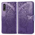 For Vivo Y7s / S1 Butterfly Love Flowers Embossing Horizontal Flip Leather Case with Holder & Card Slots & Wallet & Lanyard(Dark Purple)
