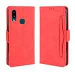For Galaxy A10s Wallet Style Skin Feel Calf Pattern Leather Case with Separate Card Slot(Red)