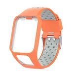 For TomTom Spark Runner 2 / 3 Strap Universal Model Two Color Silicone Replacement Wristband(Orange Gray)