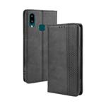 For Galaxy A10s Magnetic Buckle Retro Crazy Horse Texture Horizontal Flip Leather Case with Holder & Card Slots & Photo Frame(Black)