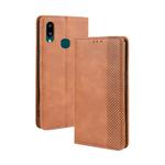 For Galaxy A10s Magnetic Buckle Retro Crazy Horse Texture Horizontal Flip Leather Case with Holder & Card Slots & Photo Frame(Brown)