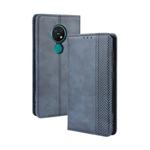 For Nokia 7.2 / Nokia 6.2 Magnetic Buckle Retro Crazy Horse Texture Horizontal Flip Leather Case , with Holder & Card Slots & Photo Frame(Blue)
