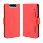 For Galaxy A80 / A90 Wallet Style Skin Feel Calf Pattern Leather Case ,with Separate Card Slot(Red)