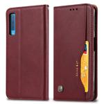 For Galaxy A30s / A50s Knead Skin Texture Horizontal Flip Leather Case with Photo Frame & Holder & Card Slots & Wallet(Wine Red)