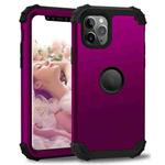 For iPhone 11 Pro PC+ Silicone Three-piece Anti-drop Mobile Phone Protective Back Cover(Dark Purple)