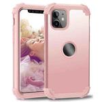 For iPhone 11 PC+ Silicone Three-piece Anti-drop Mobile Phone Protective Back Cover(Rose gold)