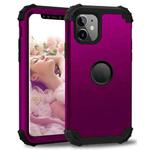 For iPhone 11 PC+ Silicone Three-piece Anti-drop Mobile Phone Protective Back Cover(Dark purple)