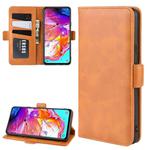 For Galaxy A20s Wallet Stand Leather Cell Phone Case with Wallet & Holder & Card Slots(Yellow)