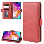 For Galaxy A20s Wallet Stand Leather Cell Phone Case with Wallet & Holder & Card Slots(Red)