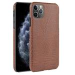 For iPhone 11 Pro Max Shockproof Crocodile Texture PC + PU Case(Brown)