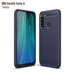 For Xiaomi Redmi Note 8 Brushed Texture Carbon Fiber TPU Case(Navy Blue)