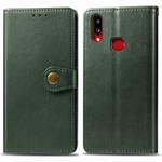 For Galaxy A10S Retro Solid Color Leather Buckle Phone Case with Lanyard & Photo Frame & Card Slot & Wallet & Stand Function(Green)