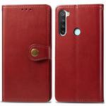 For Xiaomi Redmi Note 8 Retro Solid Color Leather Buckle Phone Case with Lanyard & Photo Frame & Card Slot & Wallet & Stand Function(Red)