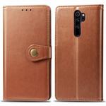 For Xiaomi Redmi Note 8 Pro Retro Solid Color Leather Buckle Phone Case with Lanyard & Photo Frame & Card Slot & Wallet & Stand Function(Brown)