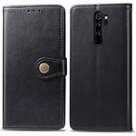 For Xiaomi Redmi Note 8 Pro Retro Solid Color Leather Buckle Phone Case with Lanyard & Photo Frame & Card Slot & Wallet & Stand Function(Black)