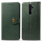 For Xiaomi Redmi Note 8 Pro Retro Solid Color Leather Buckle Phone Case with Lanyard & Photo Frame & Card Slot & Wallet & Stand Function(Green)