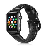 For Apple Watch 3 / 2 / 1 Generation 38mm Universal Tree Leather Watch Band(Black)