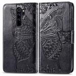 For Xiaomi Redmi Note 8 Pro Butterfly Love Flower Embossed Horizontal Flip Leather Case with Bracket / Card Slot / Wallet / Lanyard(Black)