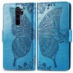 For Xiaomi Redmi Note 8 Pro Butterfly Love Flower Embossed Horizontal Flip Leather Case with Bracket / Card Slot / Wallet / Lanyard(Blue)